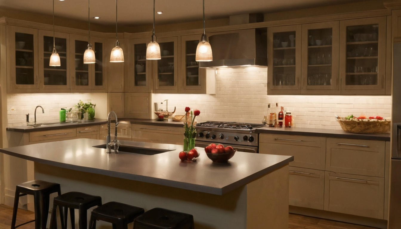 Practical visual for A kitchen lighting plan needs ambient, task, vertical and decorative layers