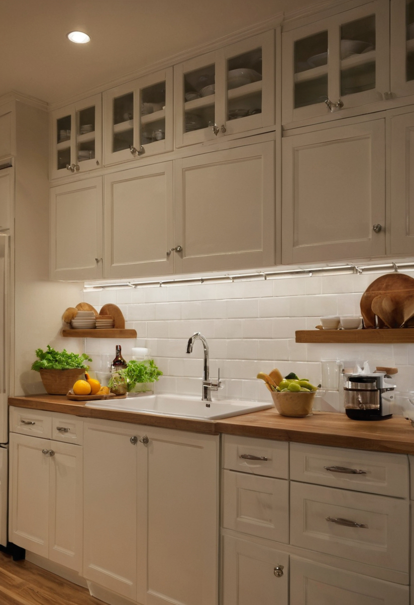 Practical visual for Kitchen task lights must be positioned to control cabinet and body shadows
